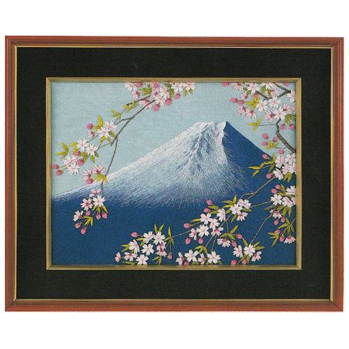 Tokyo Bunka Punch Embroidery Kit 180 Mt Fuji and Cherry Tree 11.8 x 15.7″  JAPAN