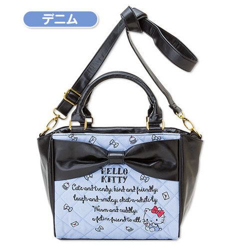 Hello Kitty 2 Way Shoulder Bag Handbag Tote Bag Denim SANRIO JAPAN For Sale - 01